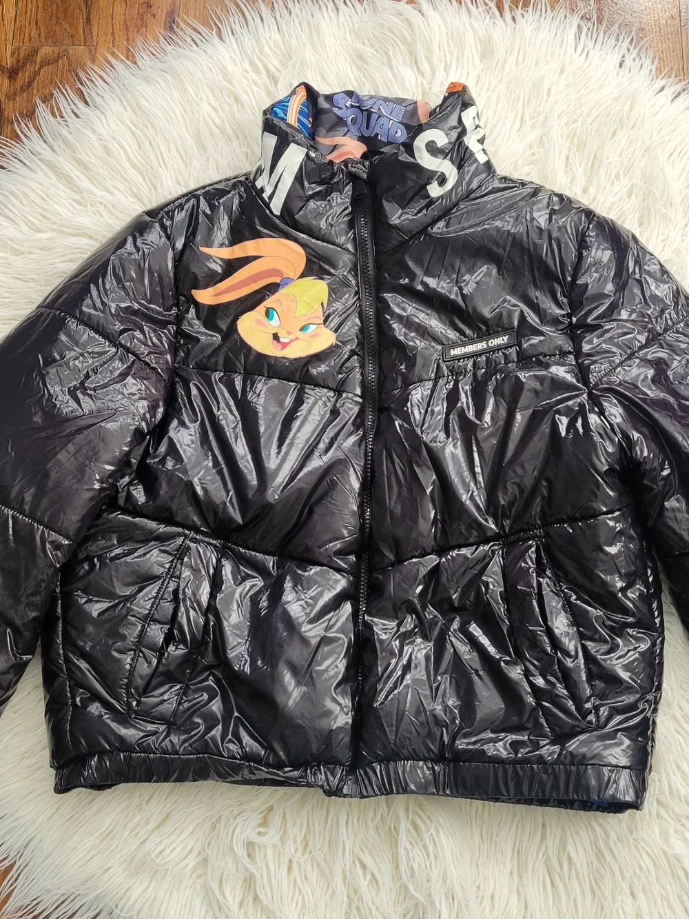 LOONEY TUNES Girl Black Puffer Jacket with Bunny Graphic